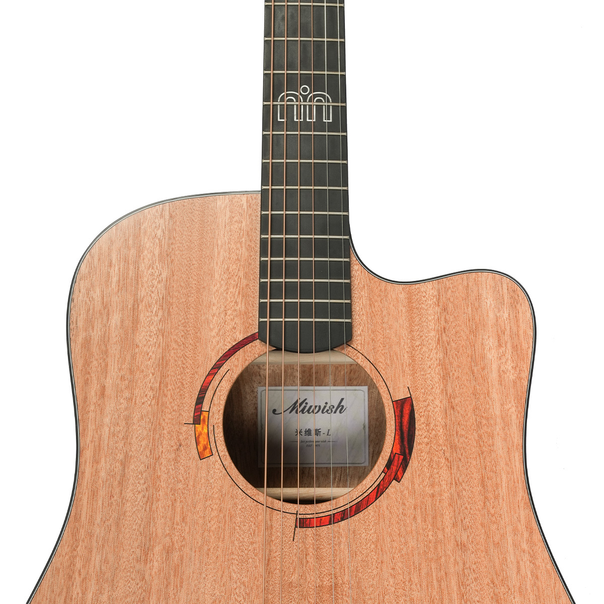 Miwish-L 民謠吉他 DSCC 非洲桃花心木面單 41吋 D桶缺角 木吉他 附原廠軟Case 第 3 張圖片｜三峽吉他 / Bass