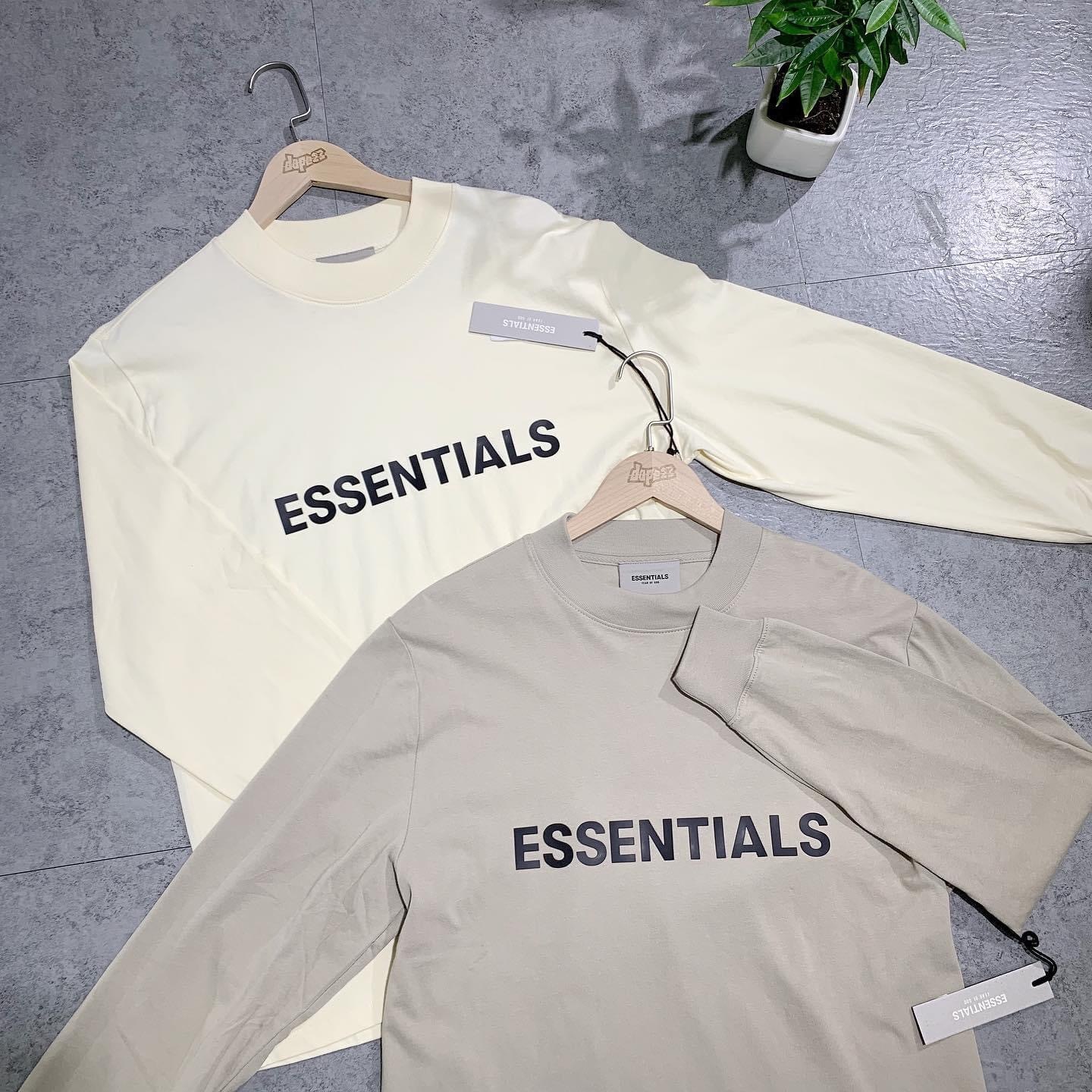 Fear of God Essentials Boxy Long Sleeve T-Shirt Applique Logo Buttercream TAN 兩色
