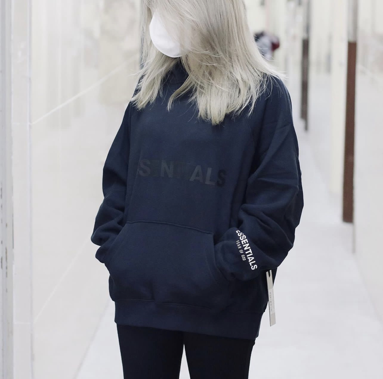 Fear of God Essentials x SSENSE Pullover Hoodie Applique Logo Dark Navy