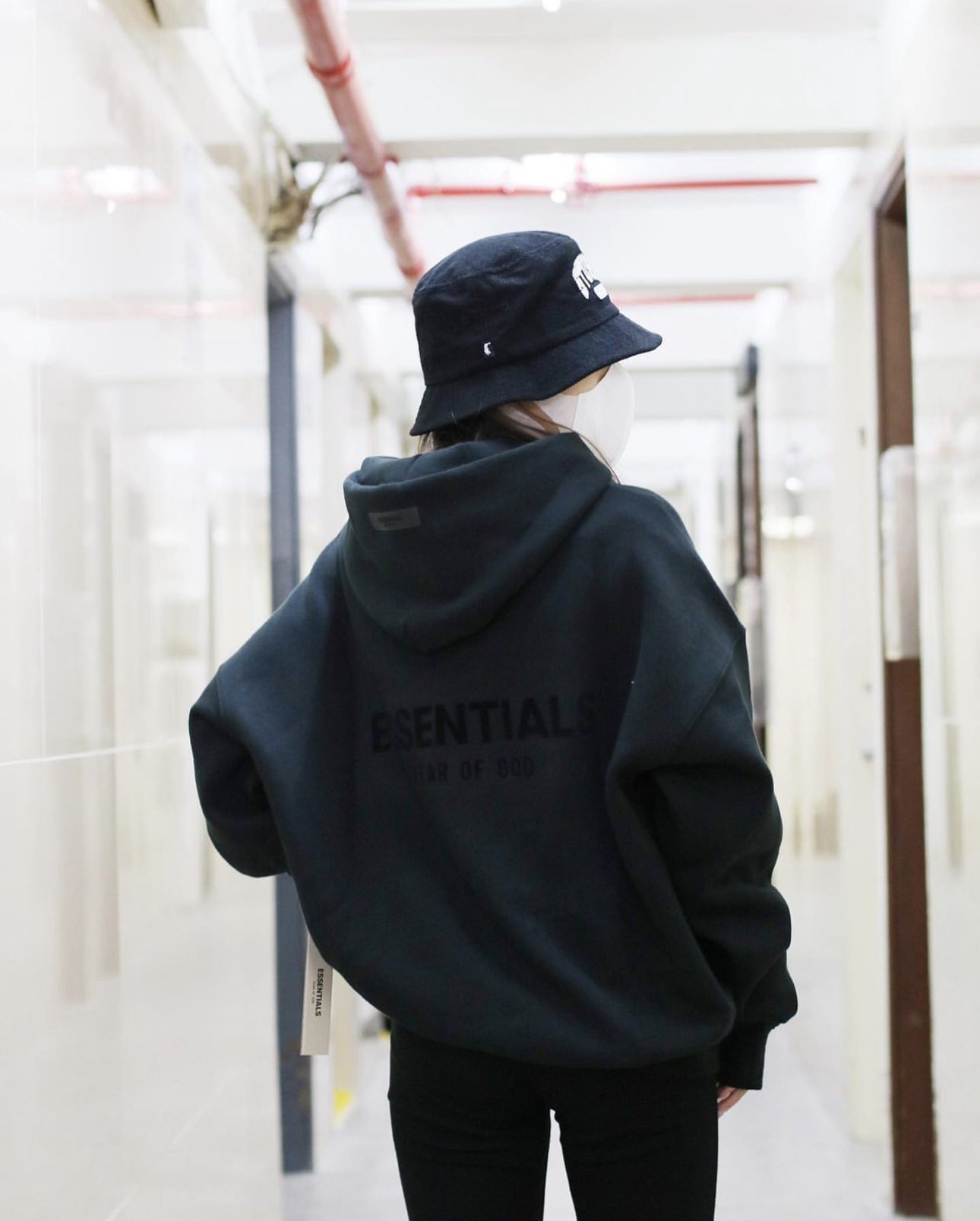 Fear of God Essentials Hoodie Stretch Limo BLACK 黑色
