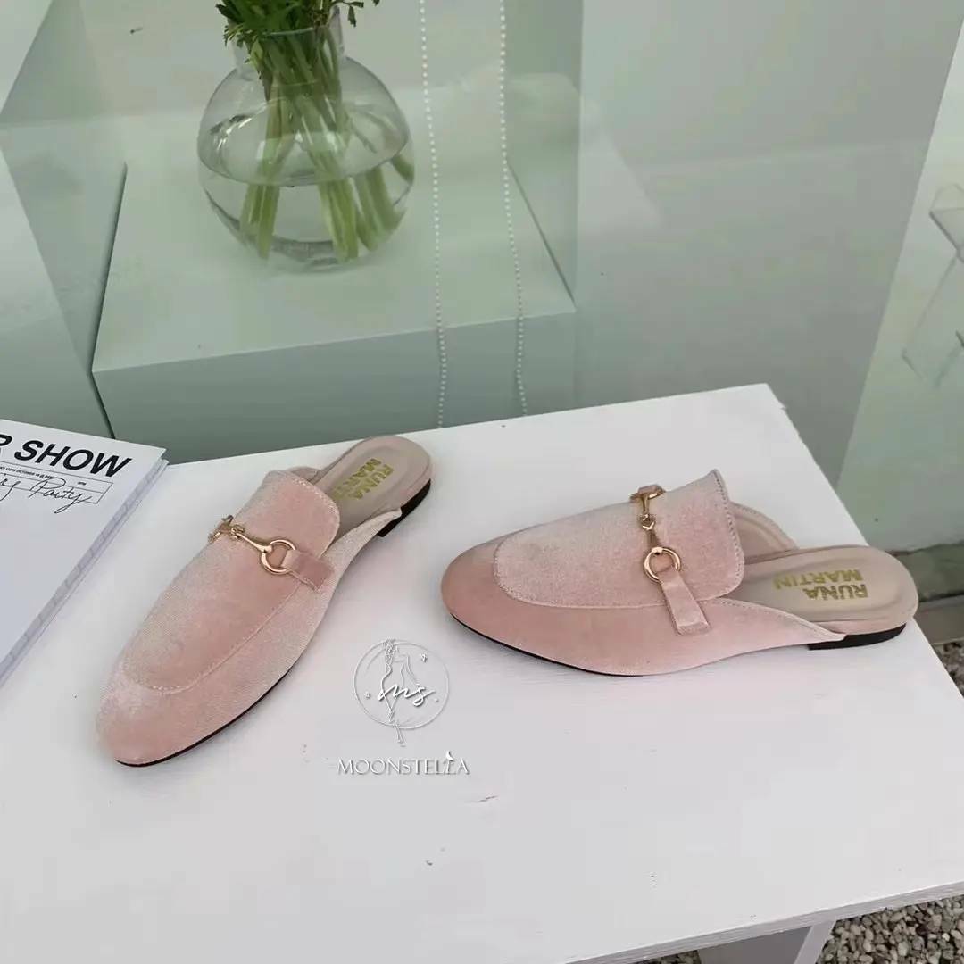 絲絨鏈條穆勒鞋