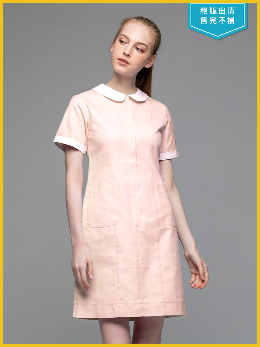 【 B122-F0  出清款 】女護理洋裝-B立挺布-粉霧橘