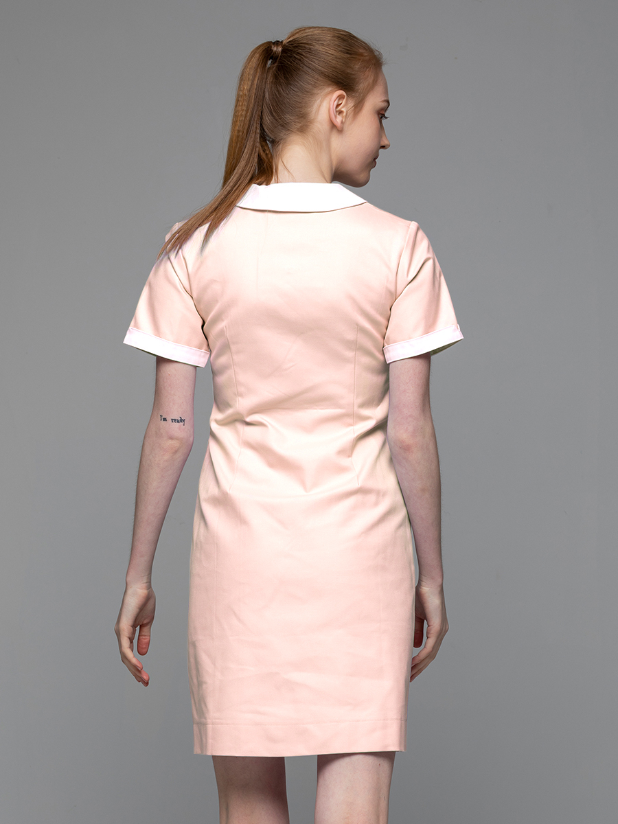 【 B122-F0  出清款 】女護理洋裝-B立挺布-粉霧橘