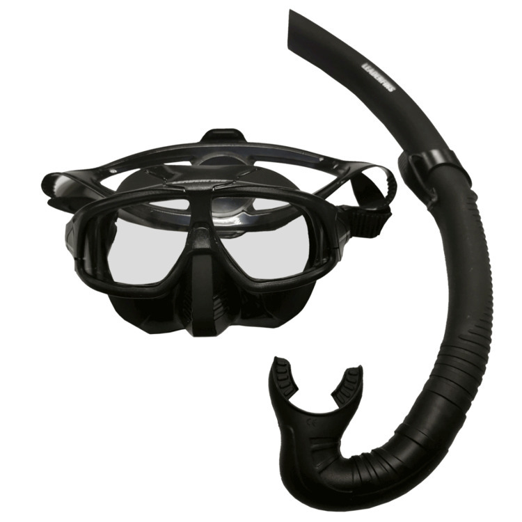 LEADERFINS - 自由潛水面鏡呼吸管組 (黑)