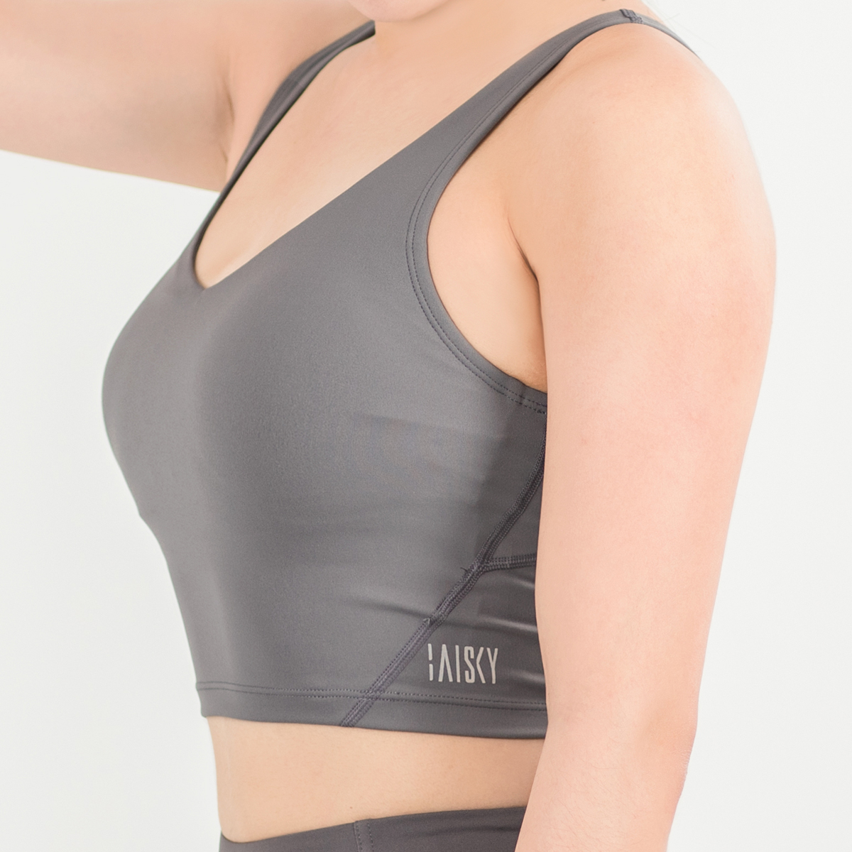 女款美背彈力運動內衣 淺灰