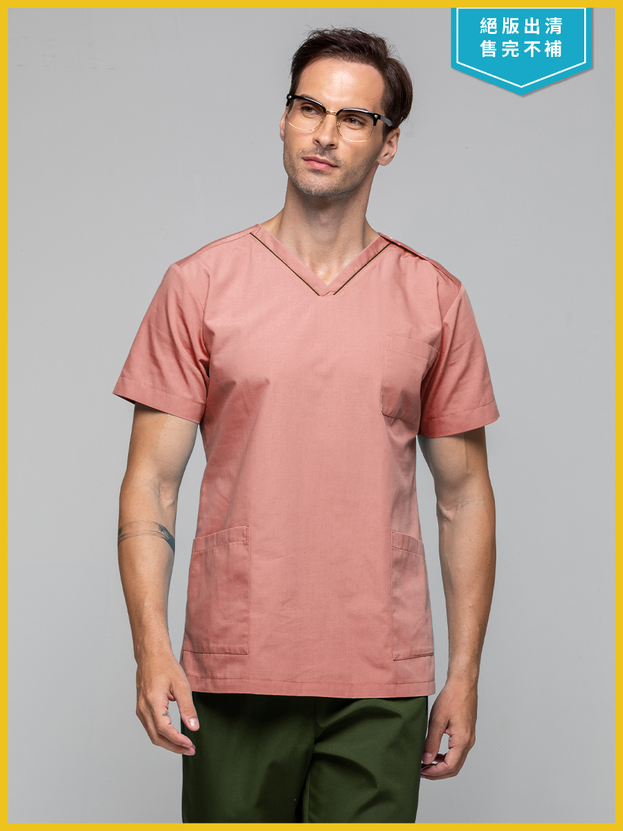 【 C710-F5 出清款 】男女通用刷手上衣-C經典布-豆沙紅