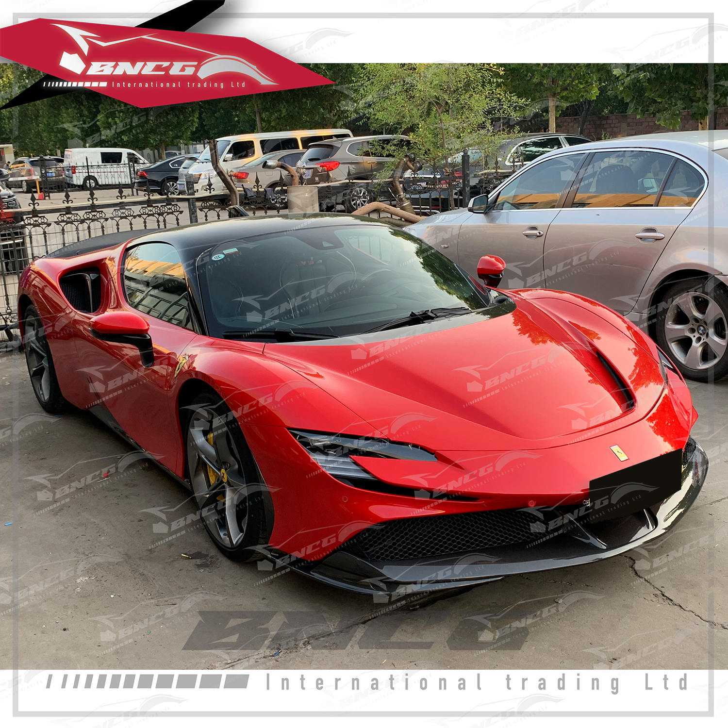 法拉利 Ferrari SF90 乾碳纖維 空力套件 OEM款 大包圍 前下巴 前包角 側裙 進氣口 後下巴 尾翼 門板 迎賓踏板 引擎室套件