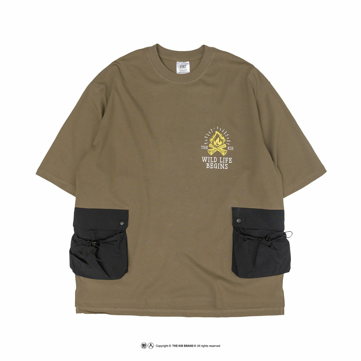 KID ® 野人雙口袋寬版短T 卡其