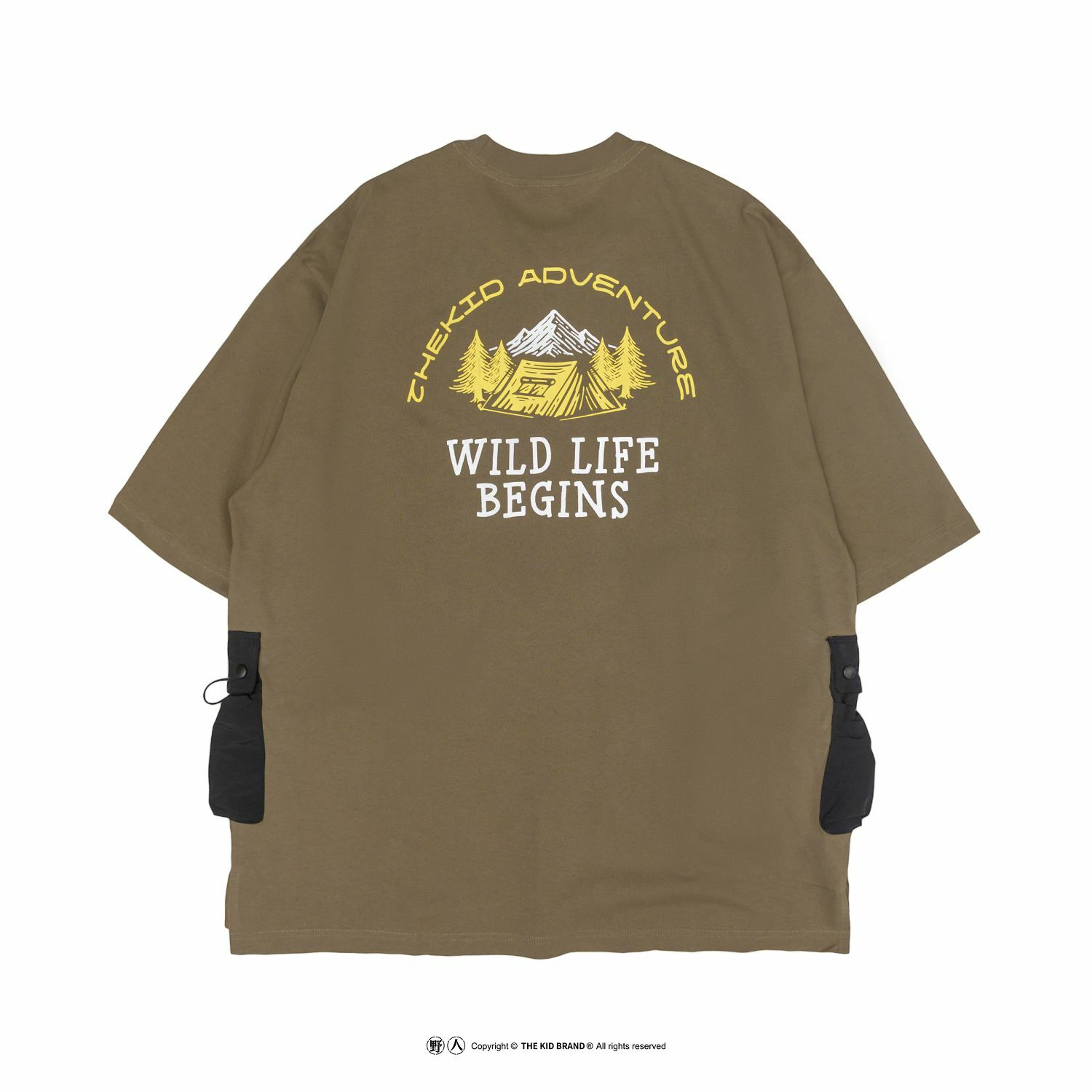 KID ® 野人雙口袋寬版短T 卡其