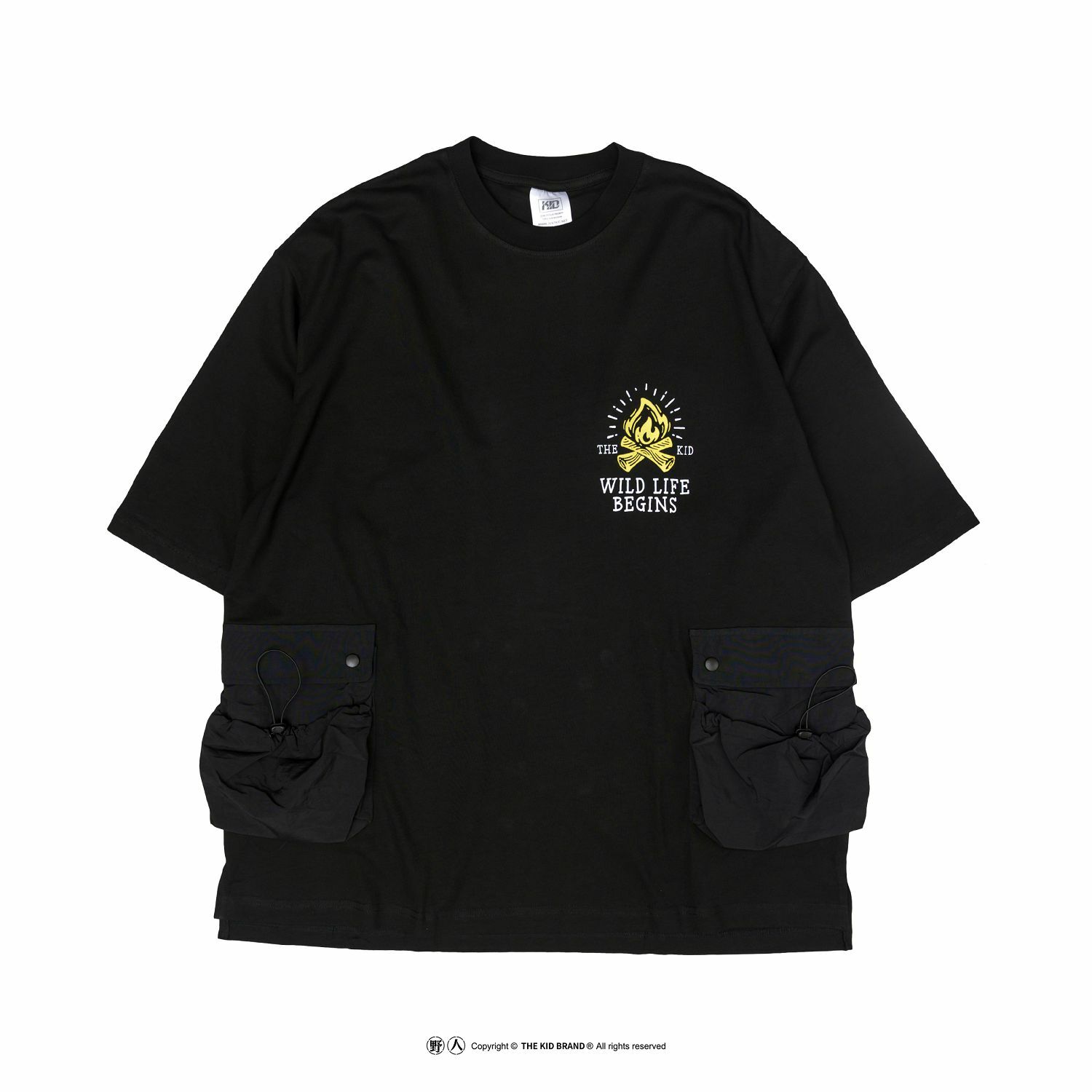 KID ® 野人雙口袋寬版短T 黑