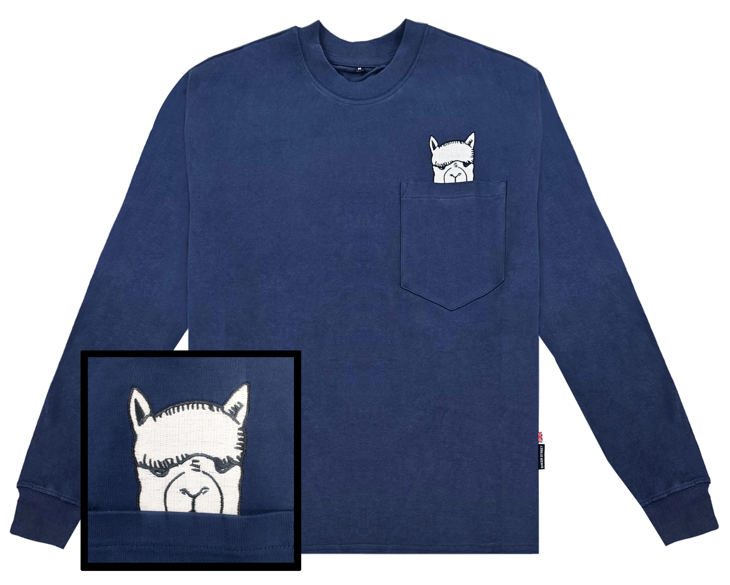 Embroidery-躲貓貓羊駝 刺繡長袖T