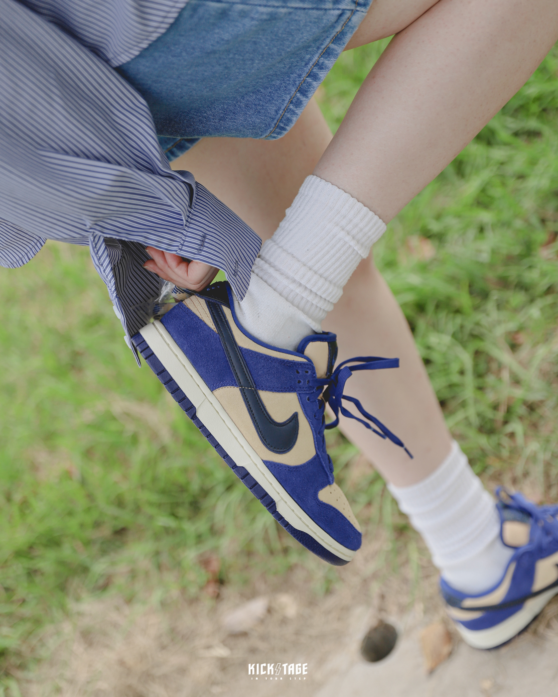 **特價商品售出不退換**女鞋 NIKE DUNK LOW BLUE SUEDE 藍黑卡其 香草OREO 低筒 休閒鞋【DV7411-400】25SALE