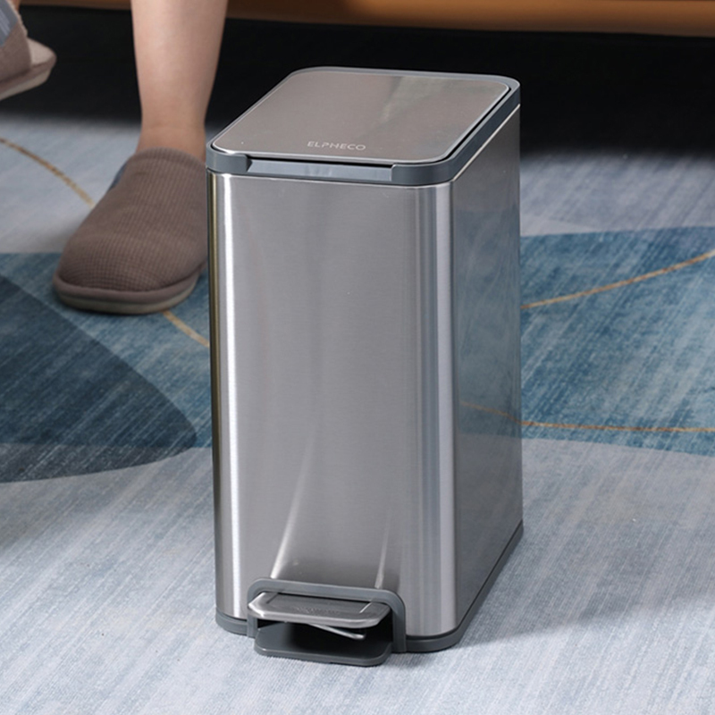 5L不鏽鋼腳踏緩降靜音垃圾桶 ELPH7509