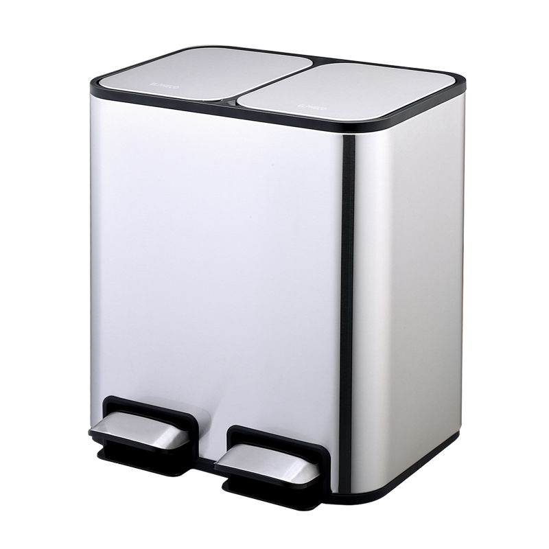 不鏽鋼分類腳踏緩降靜音垃圾桶 ELPH7712