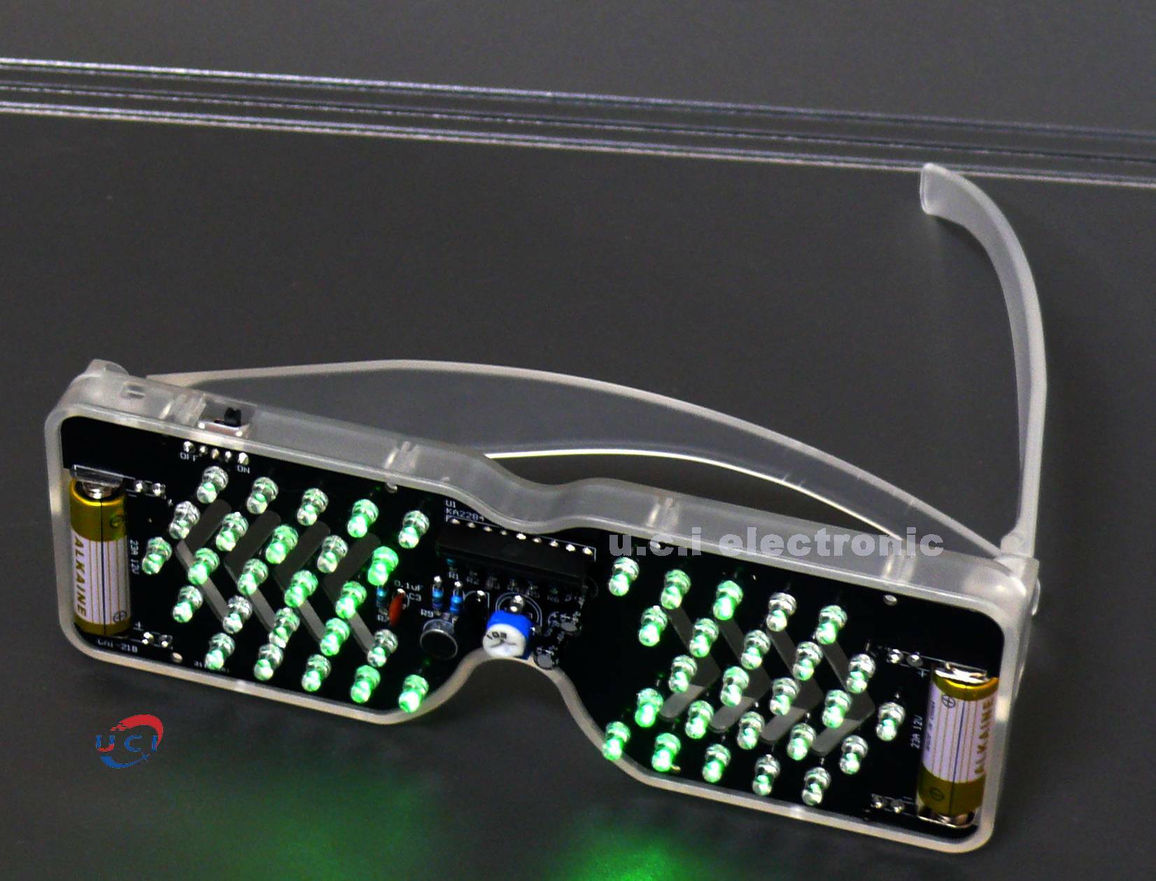 【UCI電子】(中上) 特價中~ DIY材料包 聲控LED發光眼鏡  發光二極體 閃燈電子散件 焊接練習 KTV 生日 眼鏡