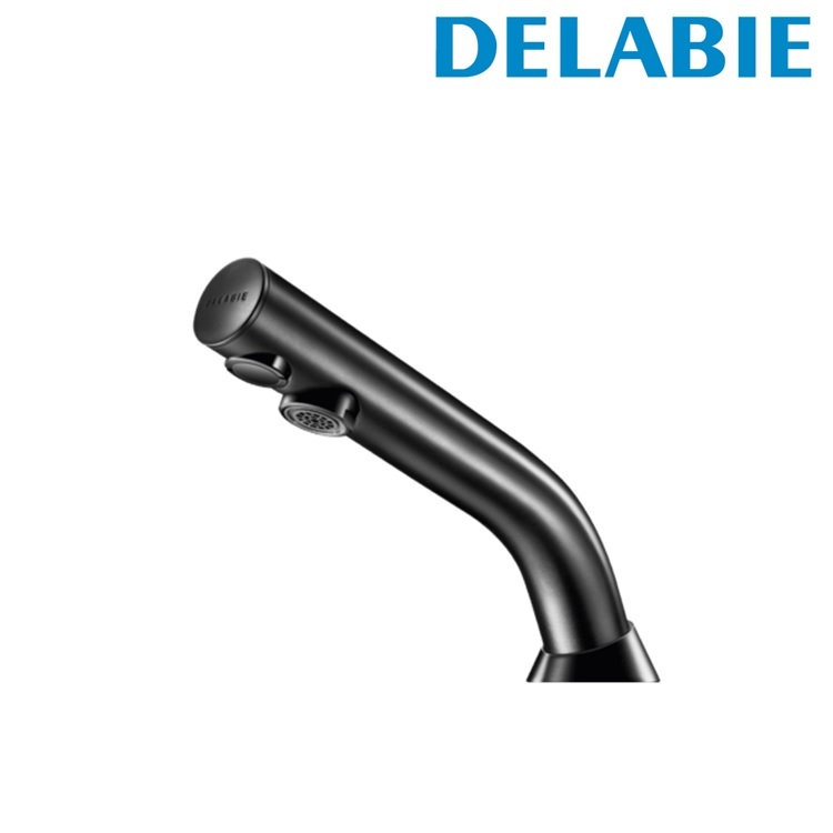 Delabie "BLACK BINOPTIC" 478035 Deck-mounted electronic basin tap, 6V Lithium battery-operated