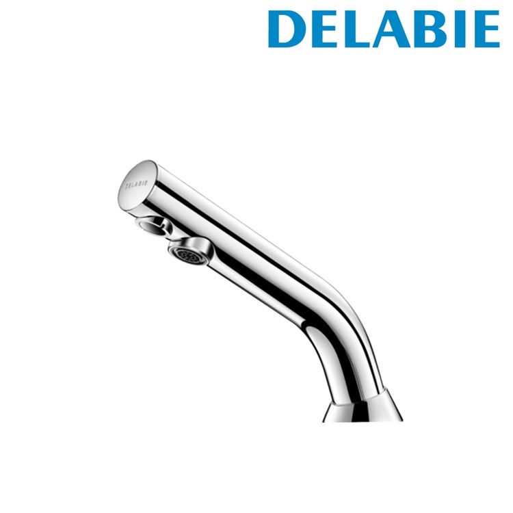 Delabie "BINOPTIC" 478015 Deck-mounted electronic basin tap, 6V Lithium battery-operated