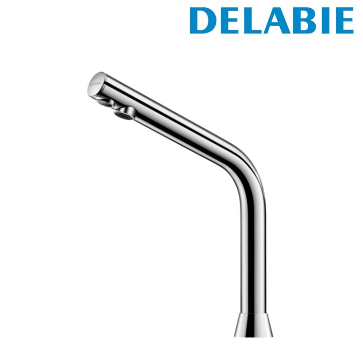 Delabie "BINOPTIC" 498015 Deck-mounted tall electronic basin tap, 6V Lithium battery-operated