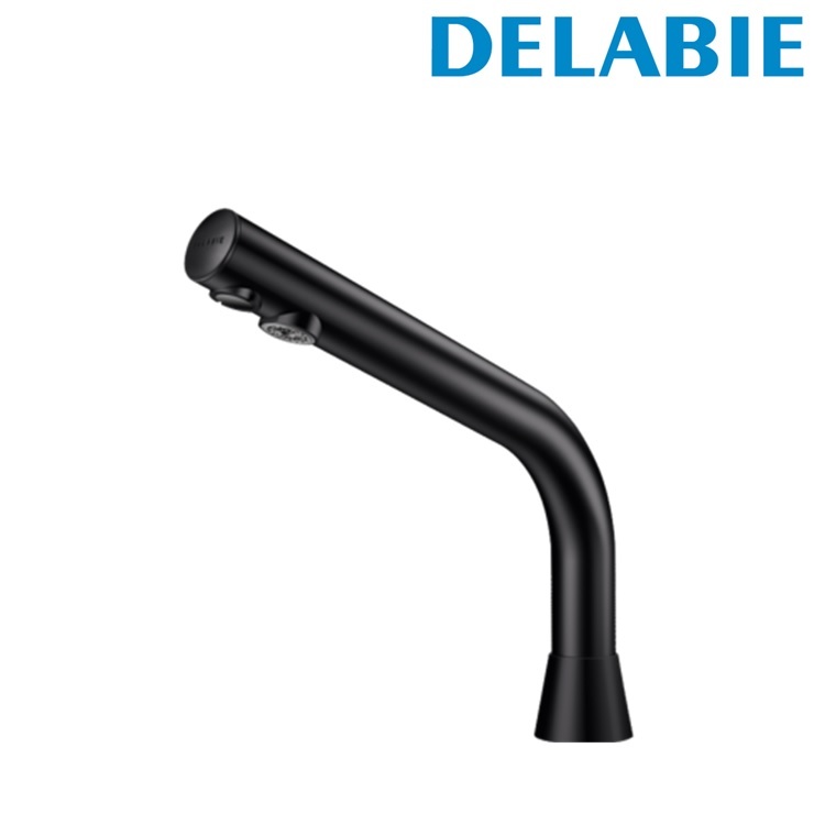 Delabie "BLACK BINOPTIC" 488035 Deck-mounted electronic basin tap, 6V Lithium battery-operated