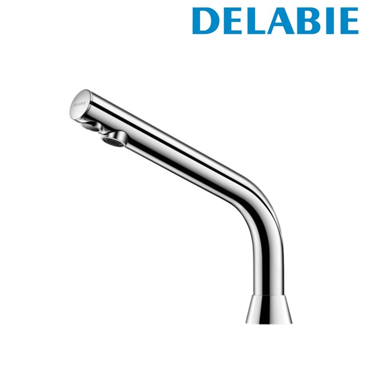 Delabie "BINOPTIC" 388015 Deck-mounted electronic basin tap, 230/12V mains supply with transformer