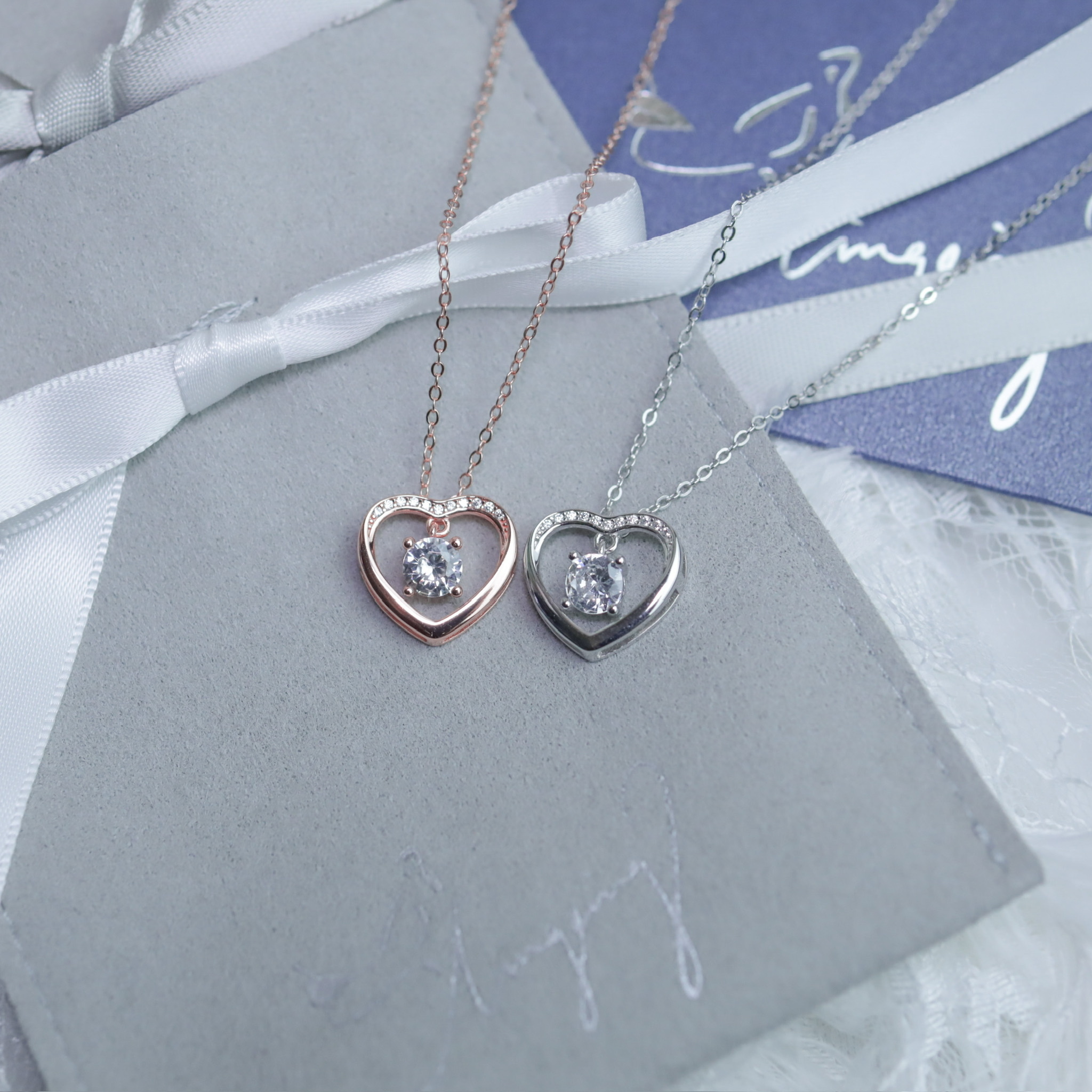 | 925 Silver・White Gold・Rose Gold | Lovely Moment Necklace（Silver / Rose Gold) | NE0853 |
