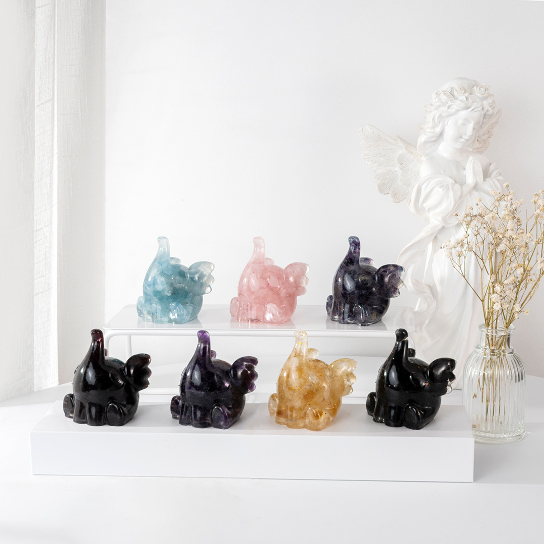 【晶石能量萌寵】活力小飛象(七種水晶可選)