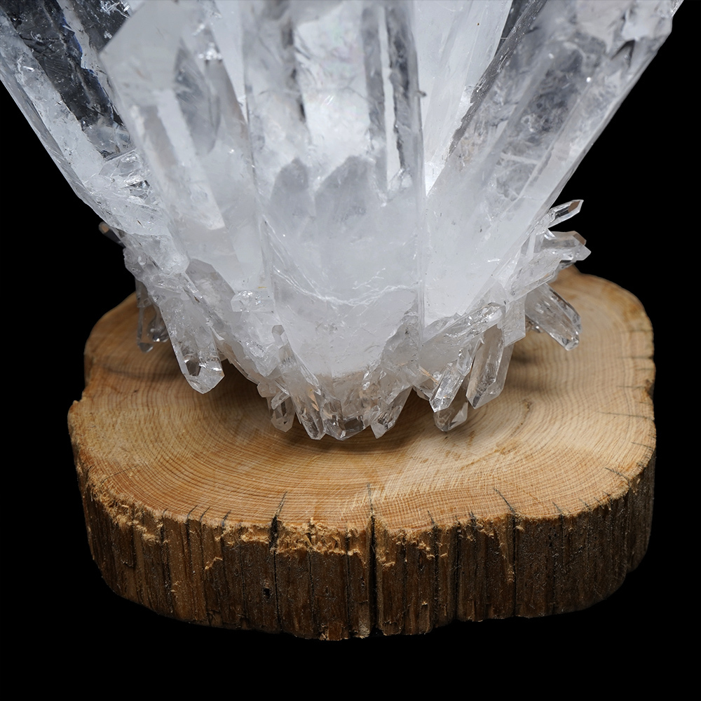 白水晶純淨能量水晶簇消磁淨化白水晶｜原木崖柏木座