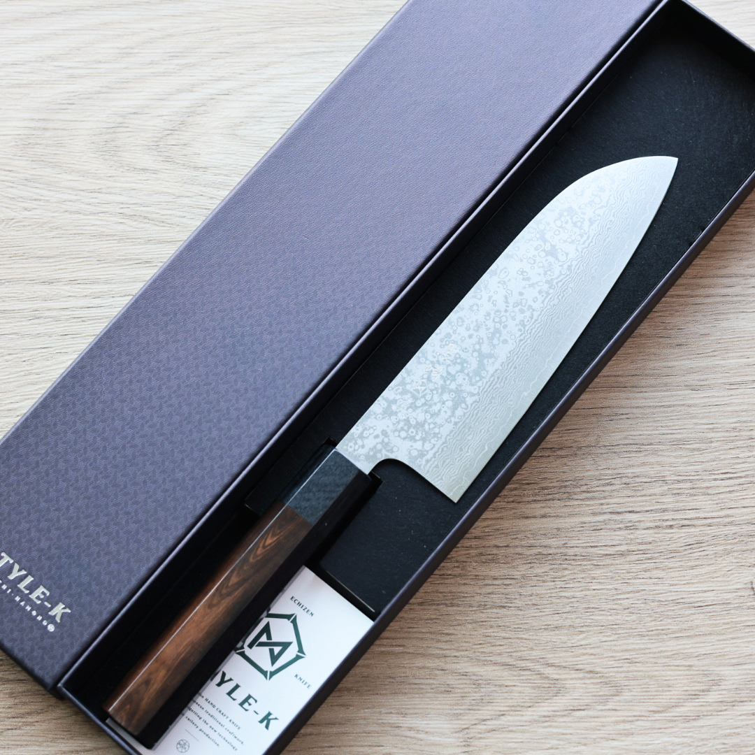 黑崎真 三德刀 165mm VG10鋼 大馬士革