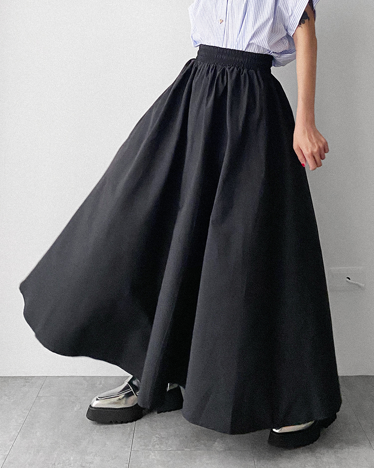 MFS-2308 鬆緊長黑圓裙