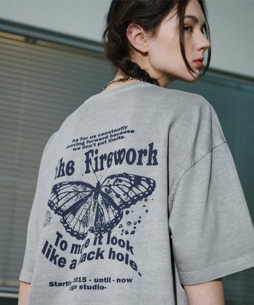 【CPGN STUDIO】24SS★ Grunge Fly Pigment Short Sleeve Tee CPGN STUDIO Butterfly Pigment Short Sleeve T-shirt