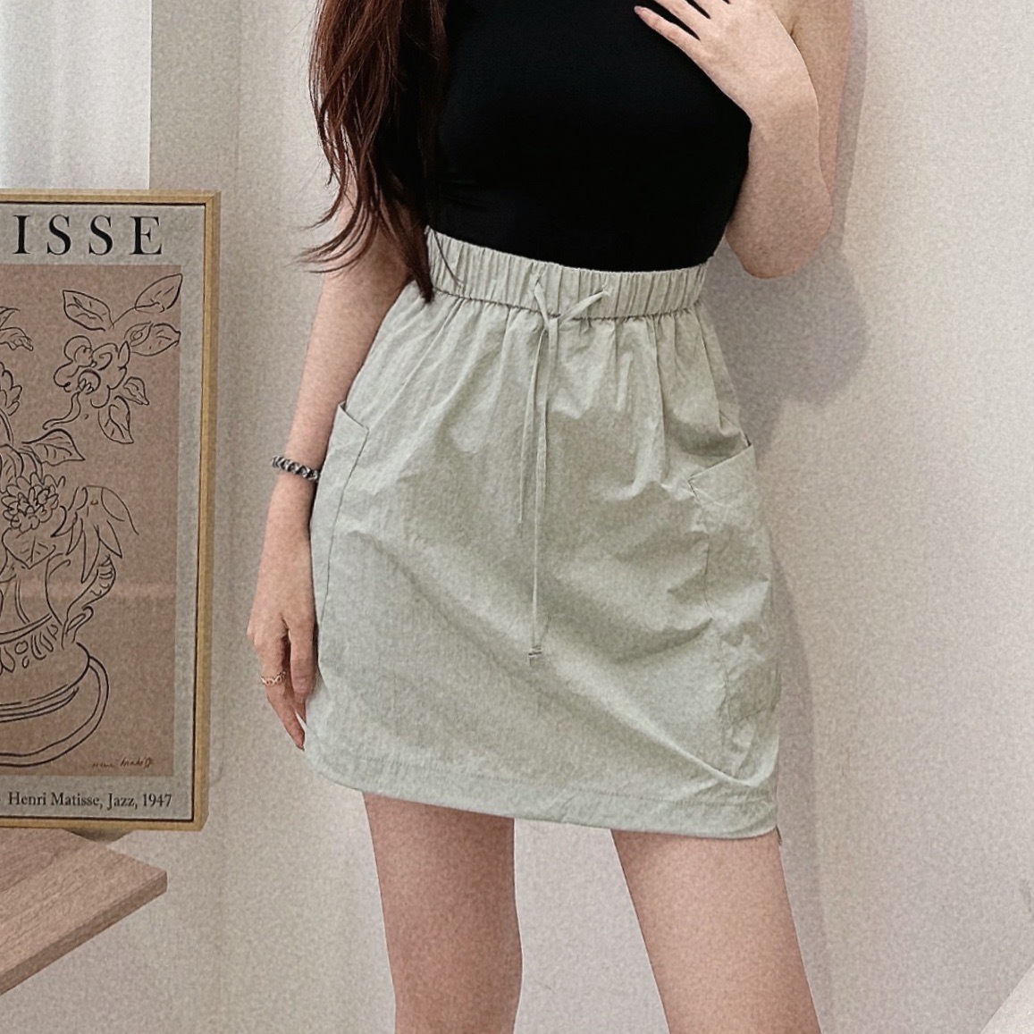 刷刷涼感雙口袋工裝短裙/三色