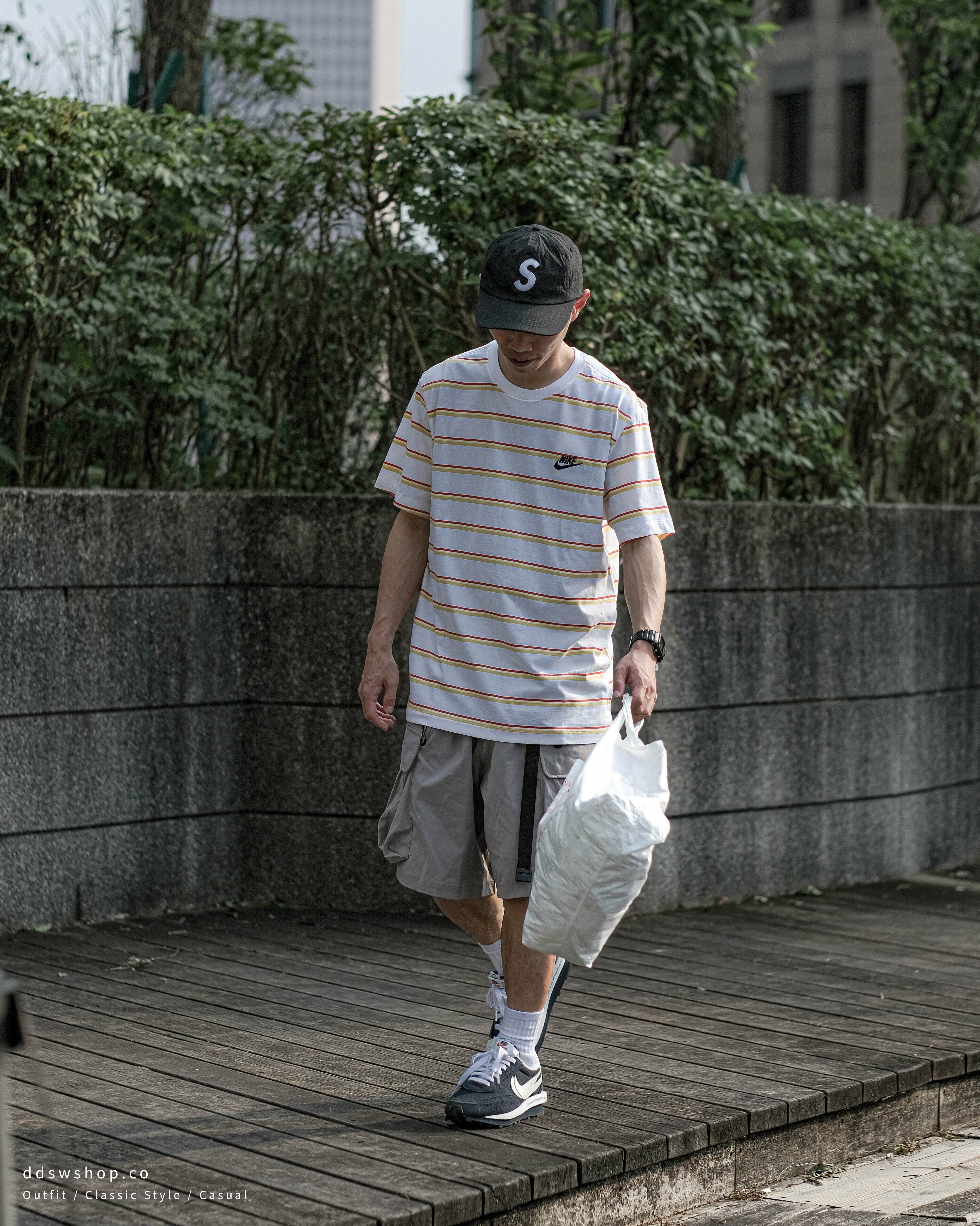 Nike Sportswear 短袖 夏日配色 橘黃條紋 DZ2986-100