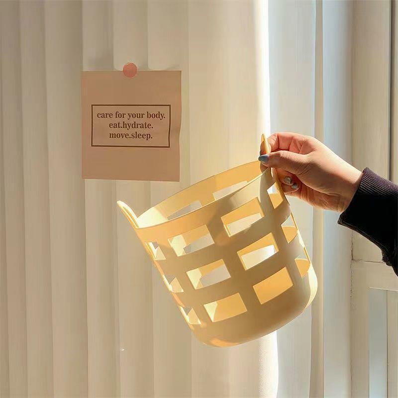 《2102》INS奶油黃縷空收納洗衣籃