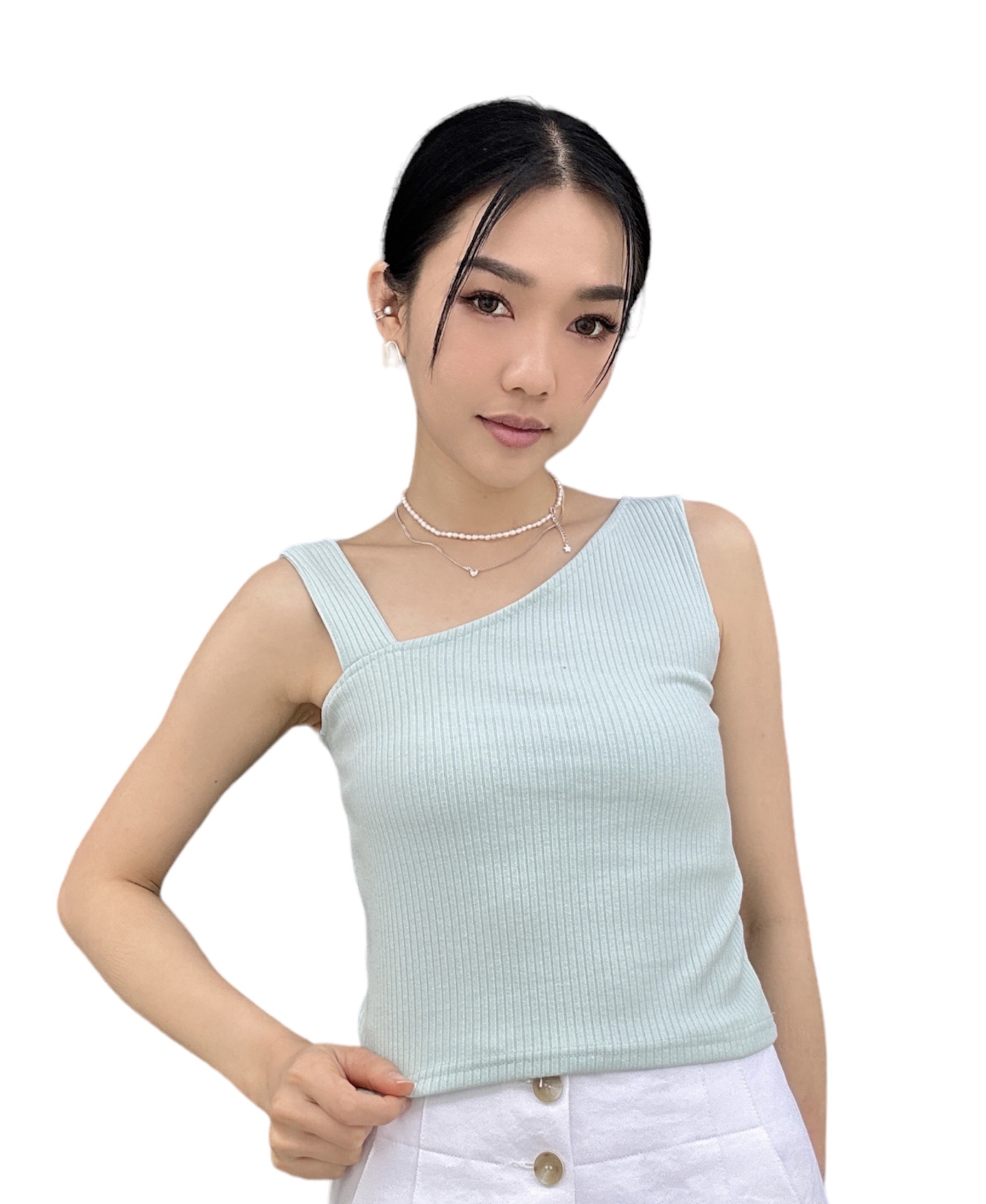 斜肩直紋背心（現貨款式）