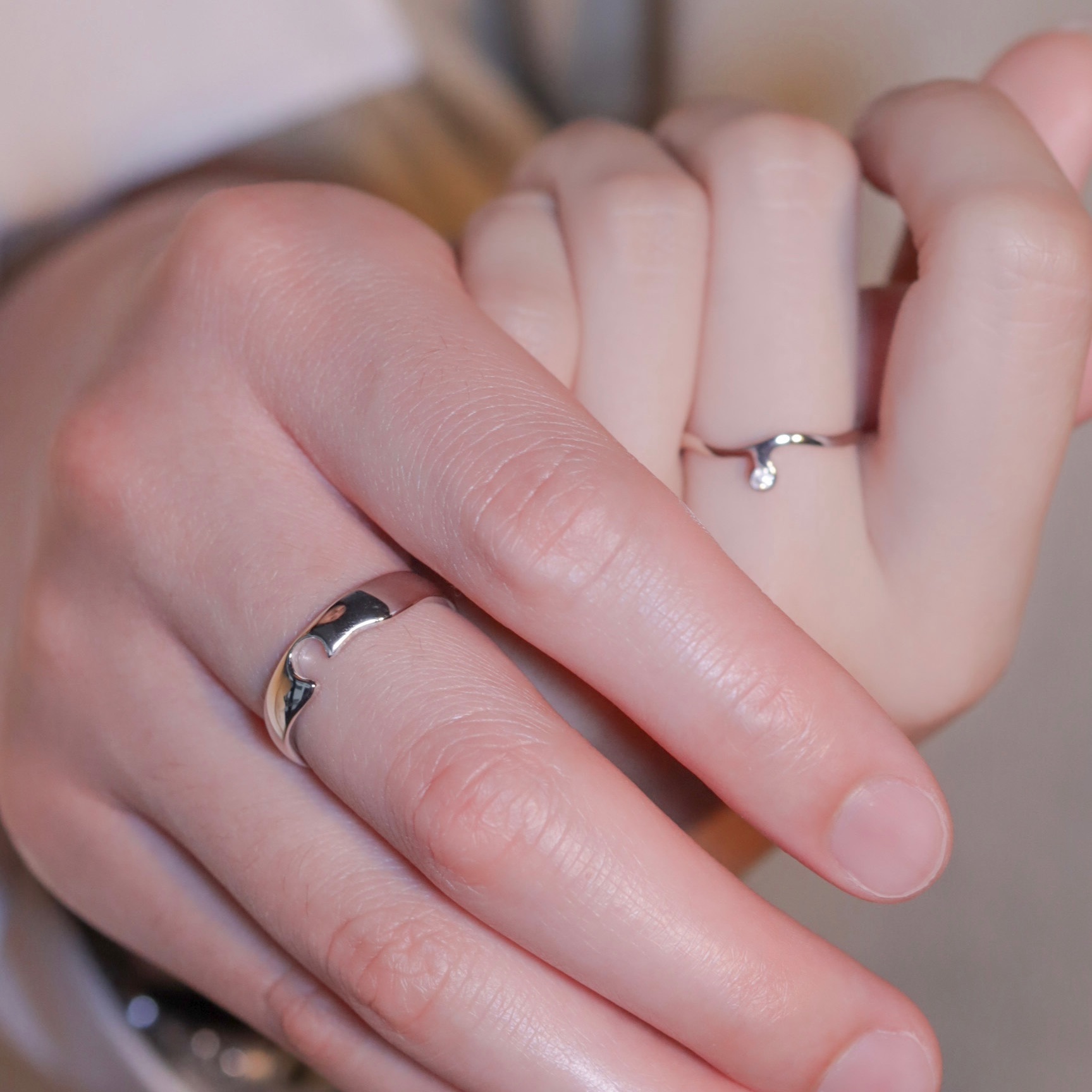 | 925 Silver・ White Gold | U Completed Me Couple Ring  | RI0519 |