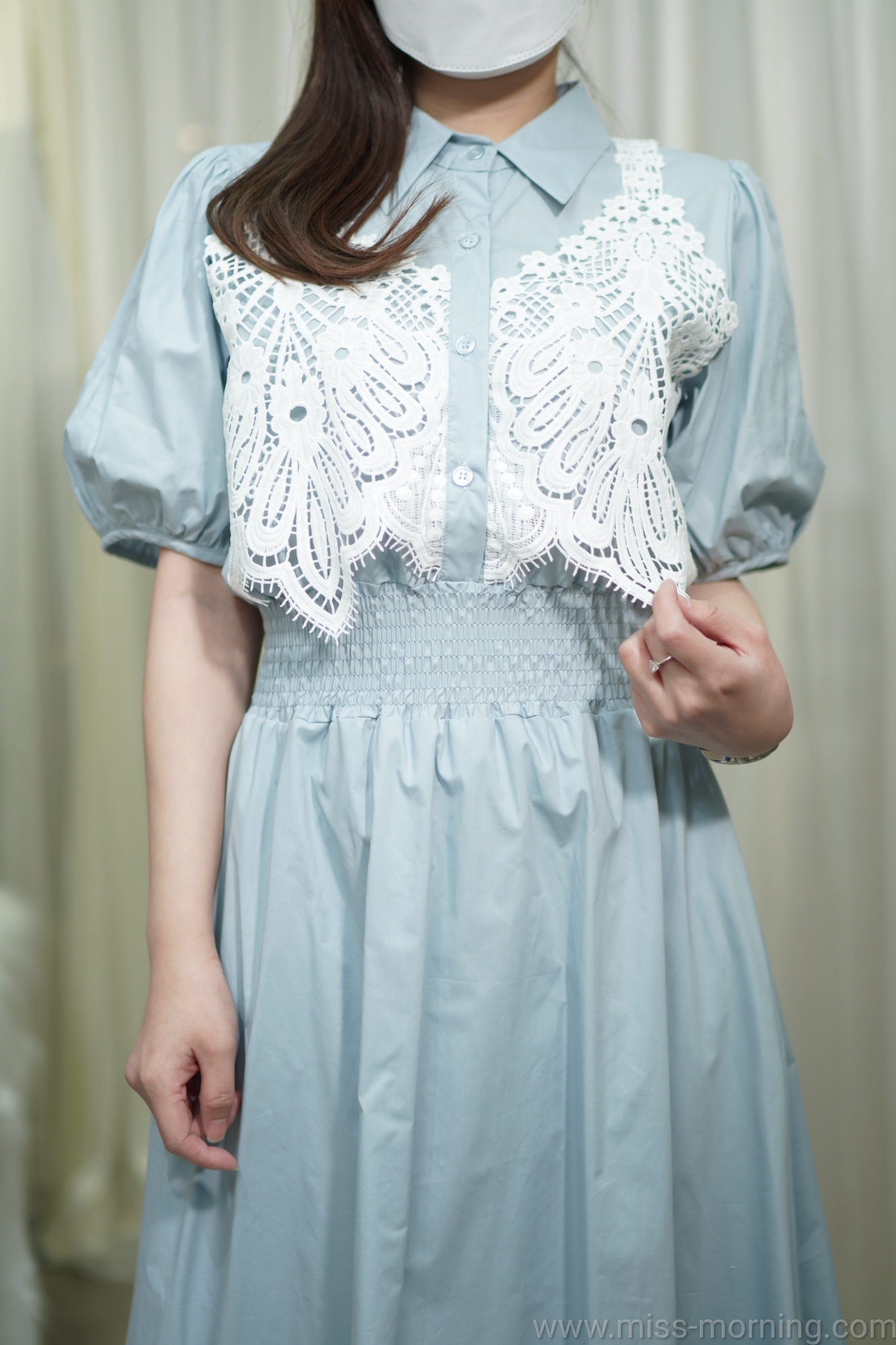 通花假兩件款連身裙(66464)