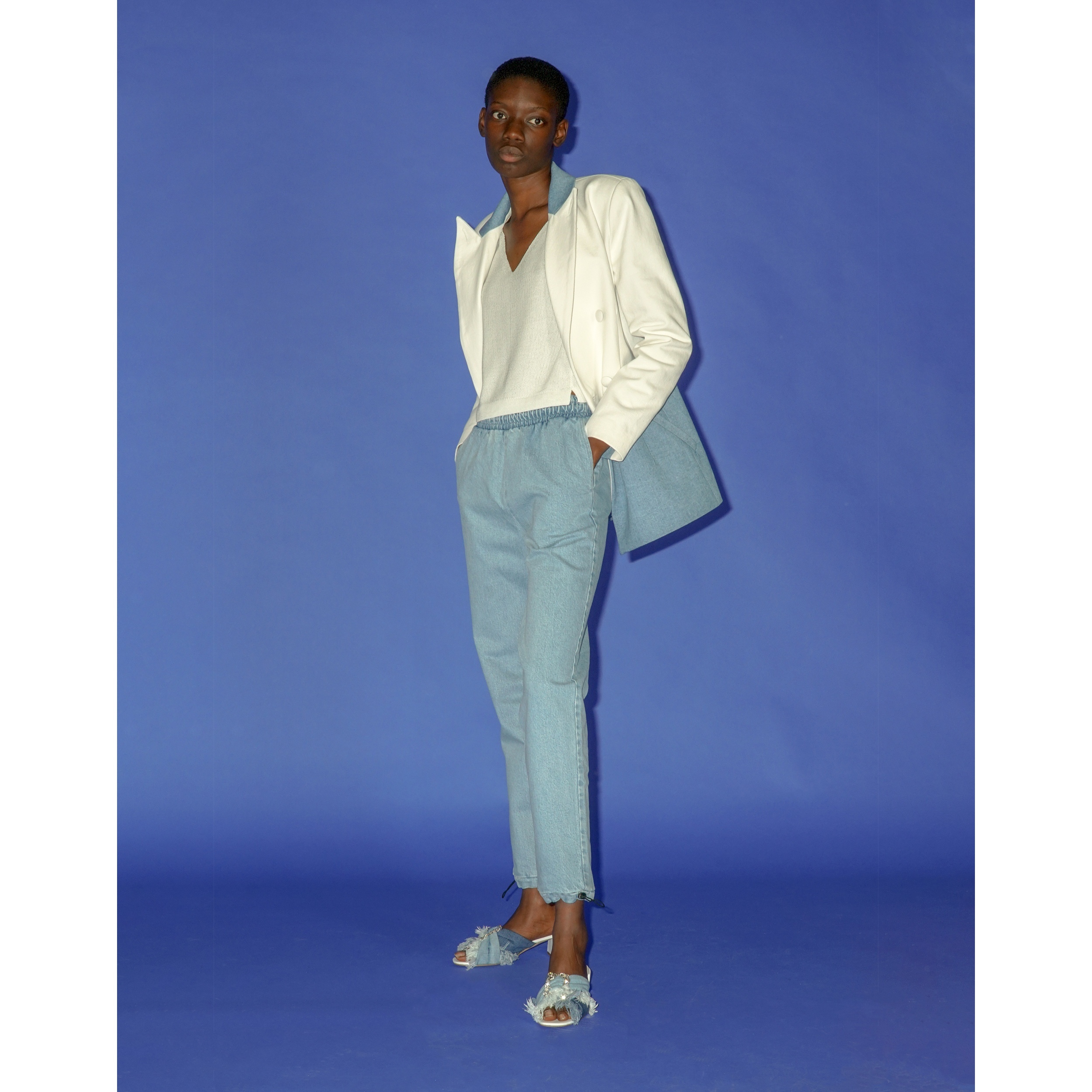 KSENIA SCHNAIDER - 抽繩造型牛仔褲