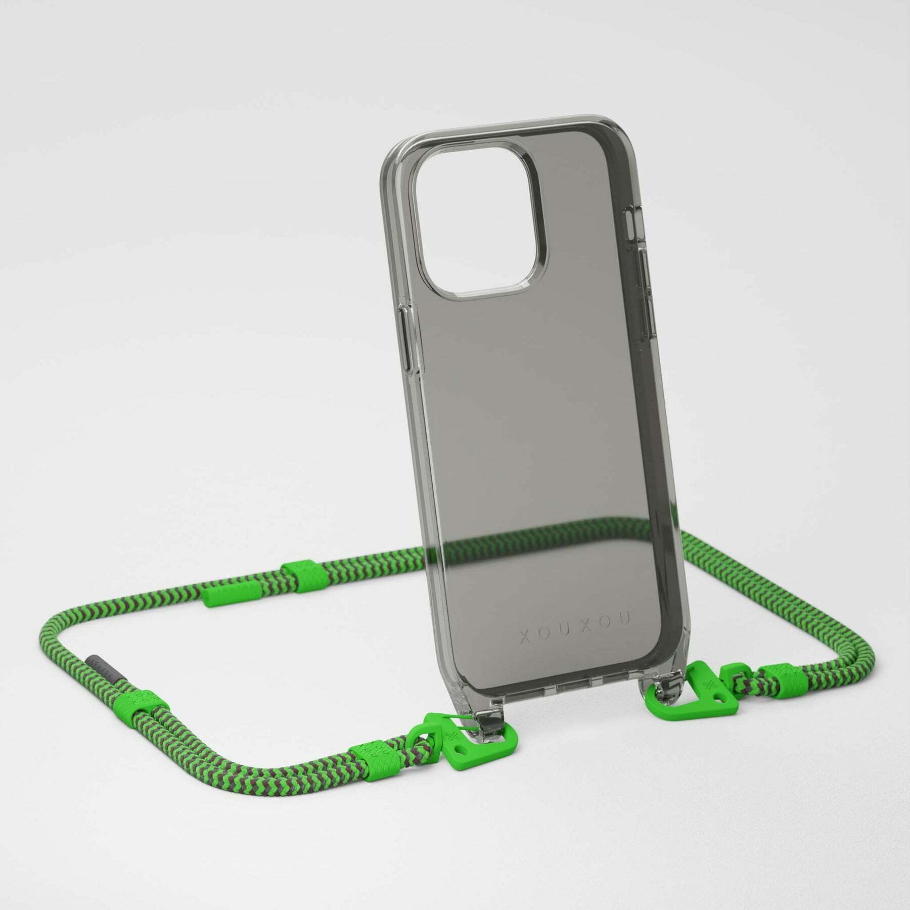 【 XOU XOU | 編織掛繩背帶 6mm - 亮綠格紋Acid Pattern 】