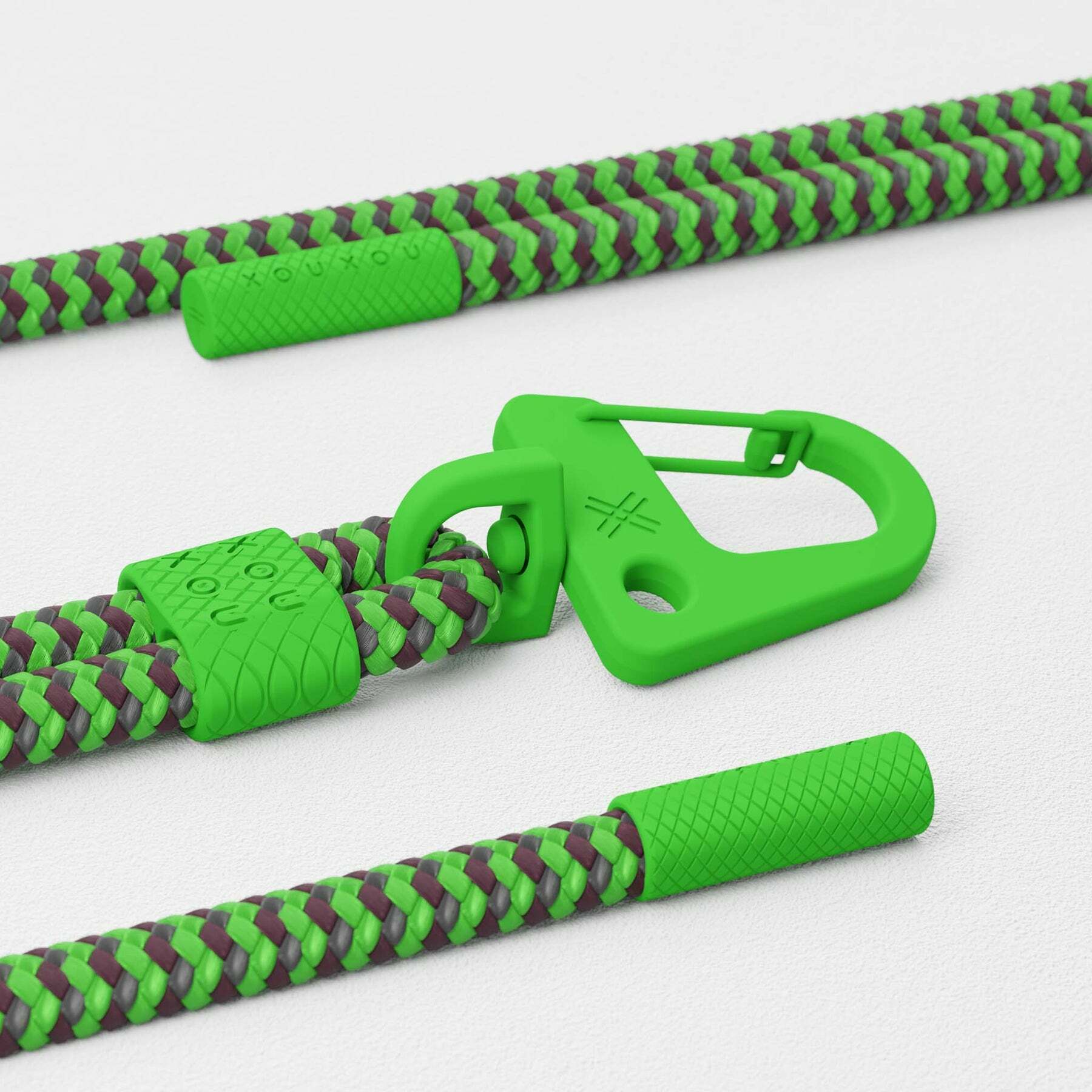 【 XOU XOU | 編織掛繩背帶 6mm - 亮綠格紋Acid Pattern 】