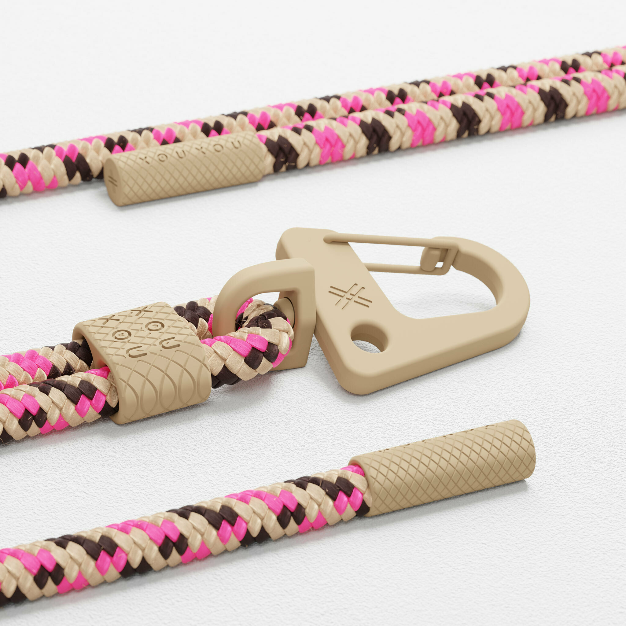 【 XOU XOU | 編織掛繩背帶 6mm - 沙色格紋Sand Camo 】