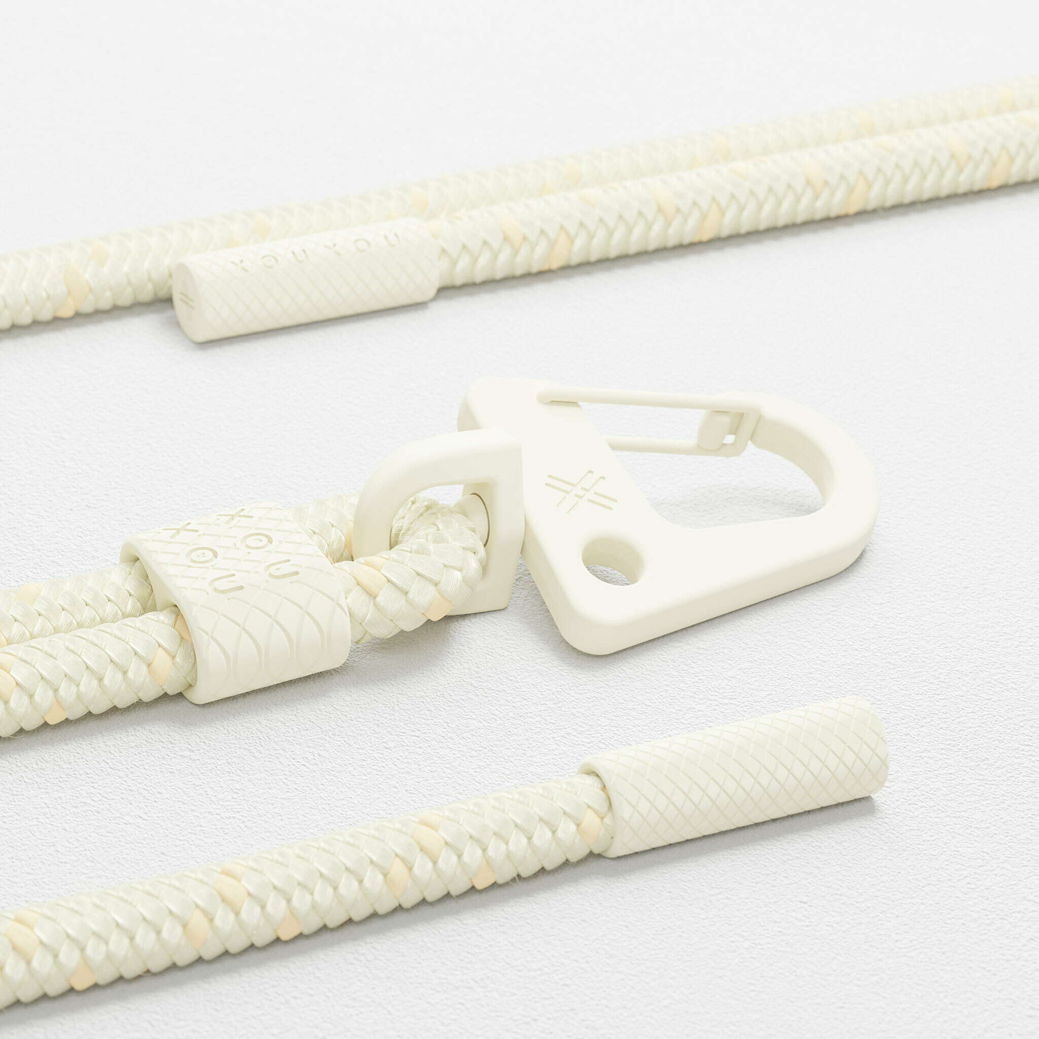 【 XOU XOU | 編織掛繩背帶 6mm - 白色Chalk 】