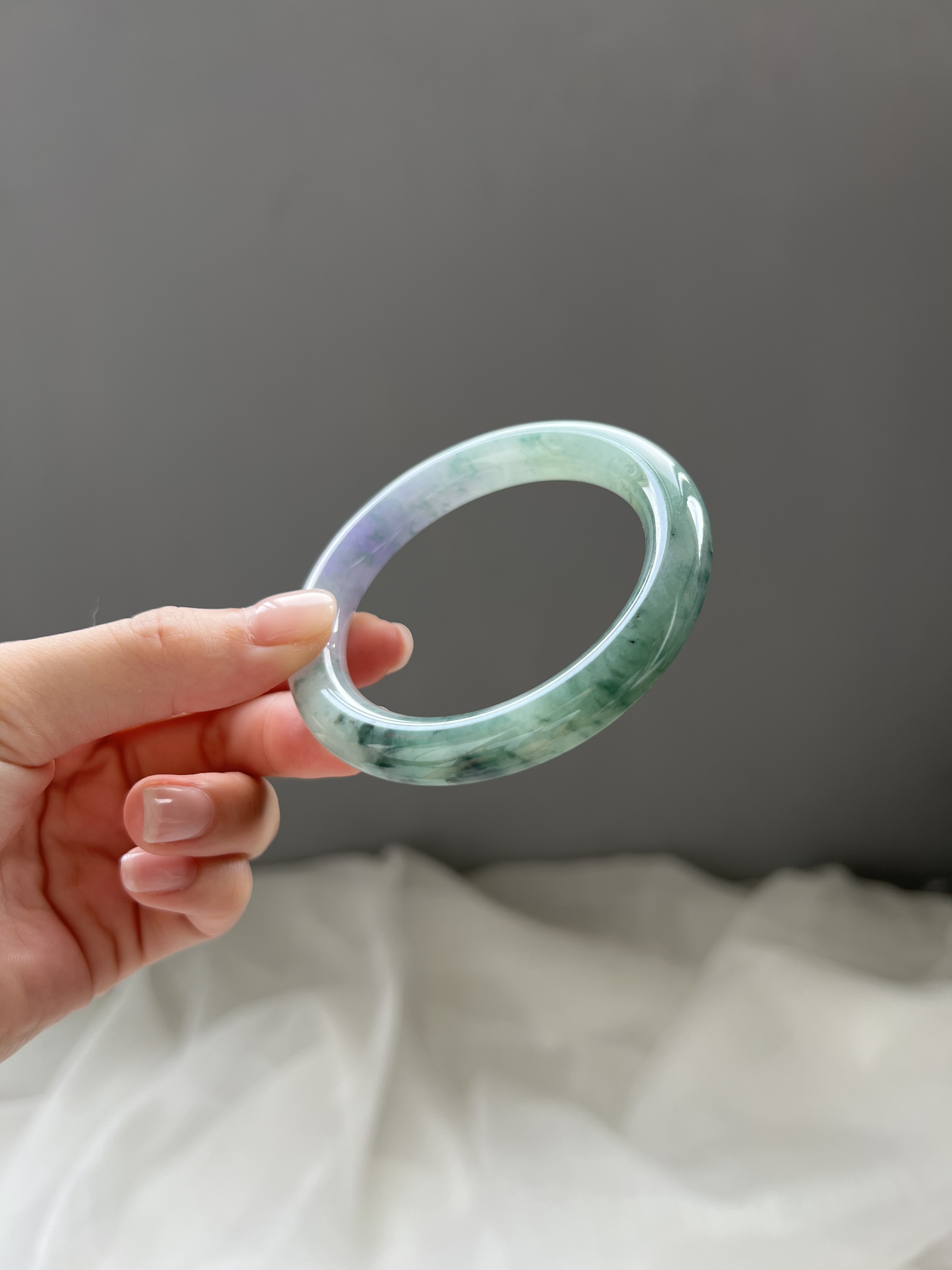 珍藏級紫翡綠花圓條