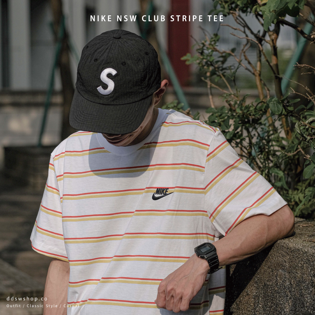 Nike Sportswear 短袖 夏日配色 橘黃條紋 DZ2986-100