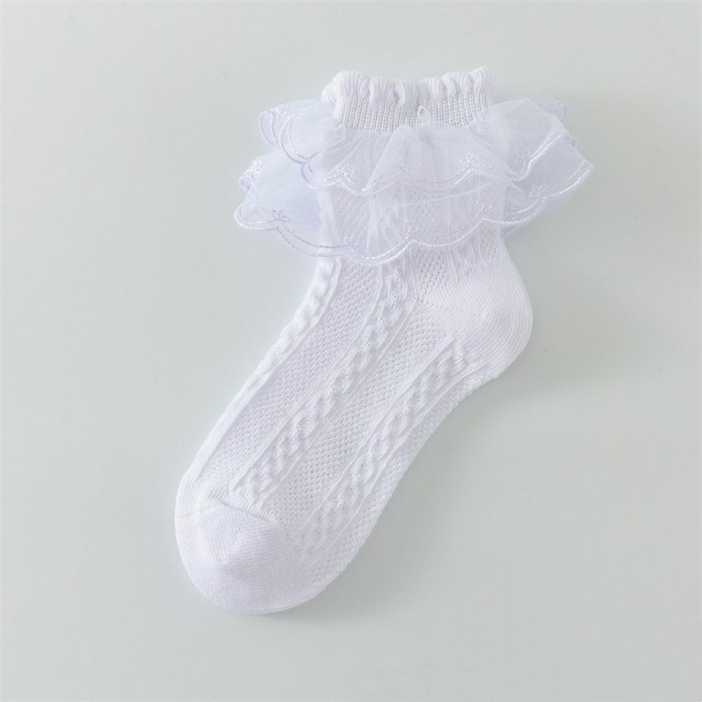 X40WE_SS23_C🤍白色雙層蕾絲公主短襪(pre-order)