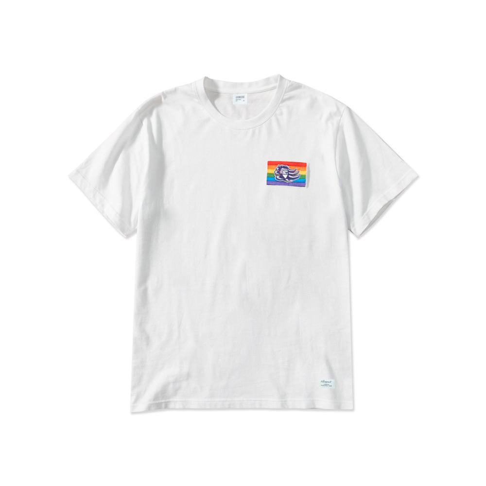 22-23 彩虹旗電繡短T|白