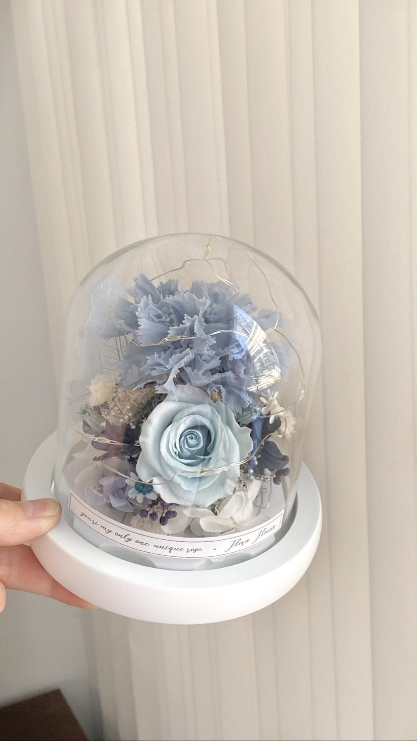 康乃馨永生花夜燈-星海淺藍