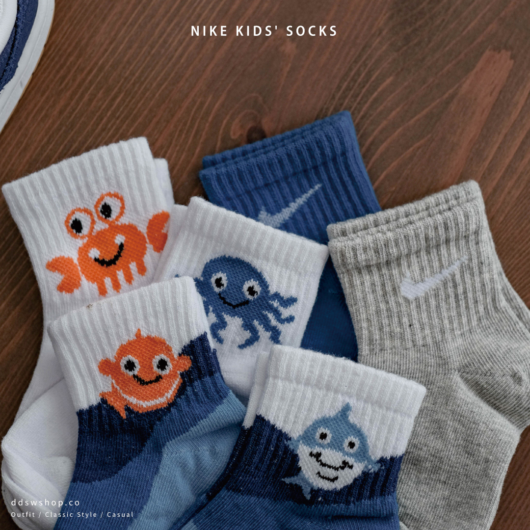 Nike Lightweight 襪子 童襪 小丑魚 章魚 鯊魚 螃蟹 灰色 藍色 NY2323006TD-001