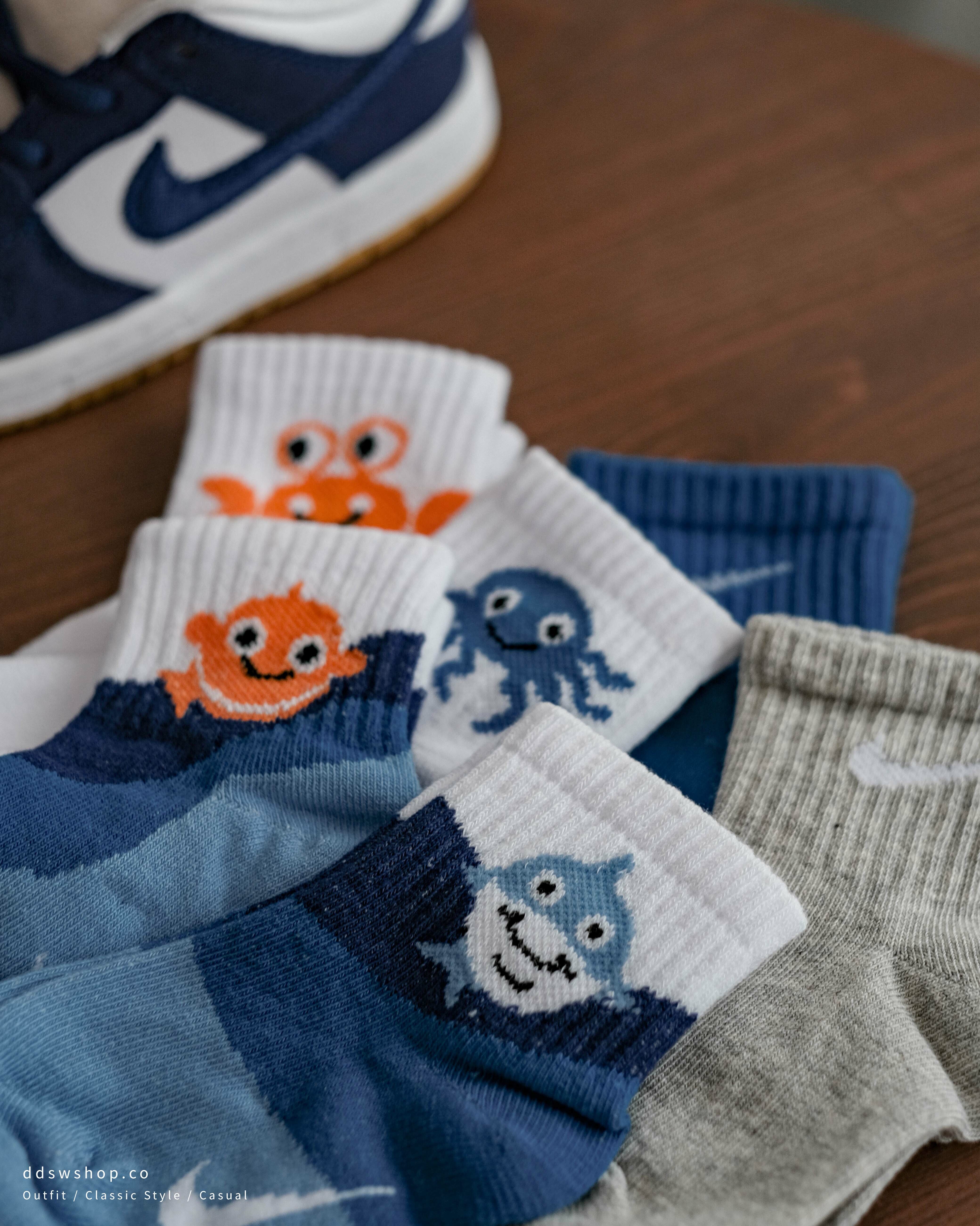 Nike Lightweight 襪子 童襪 小丑魚 章魚 鯊魚 螃蟹 灰色 藍色 NY2323006TD-001