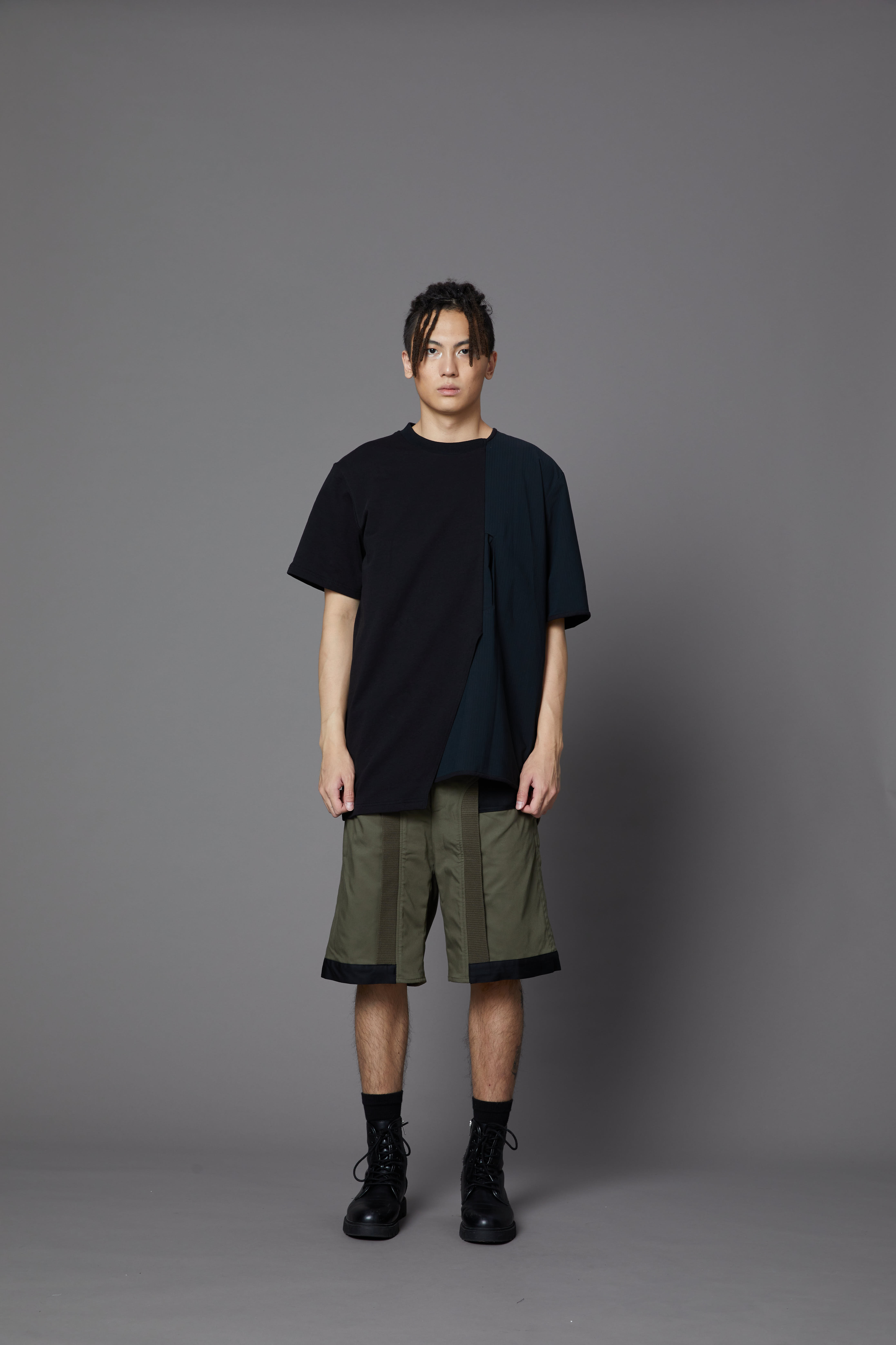 不規則剪接Tee-黑