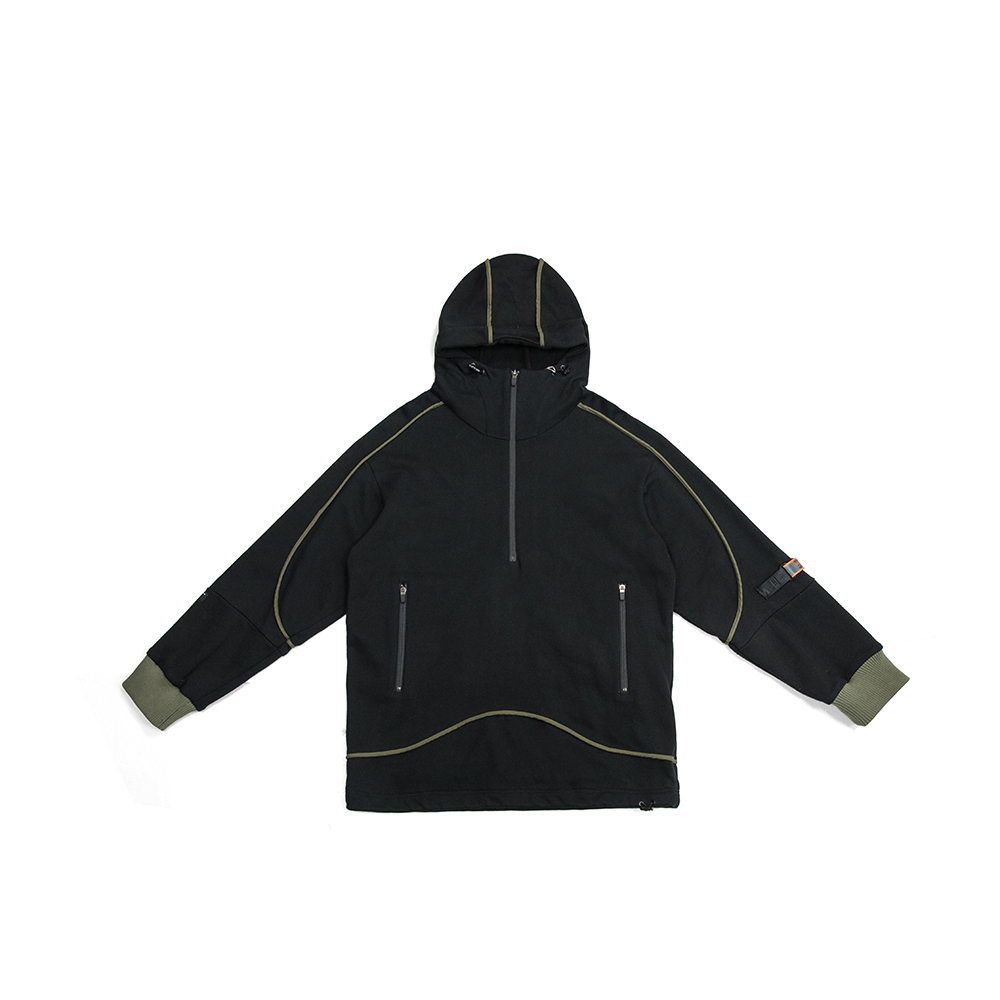 滾條羅紋半襟上衣 -黑